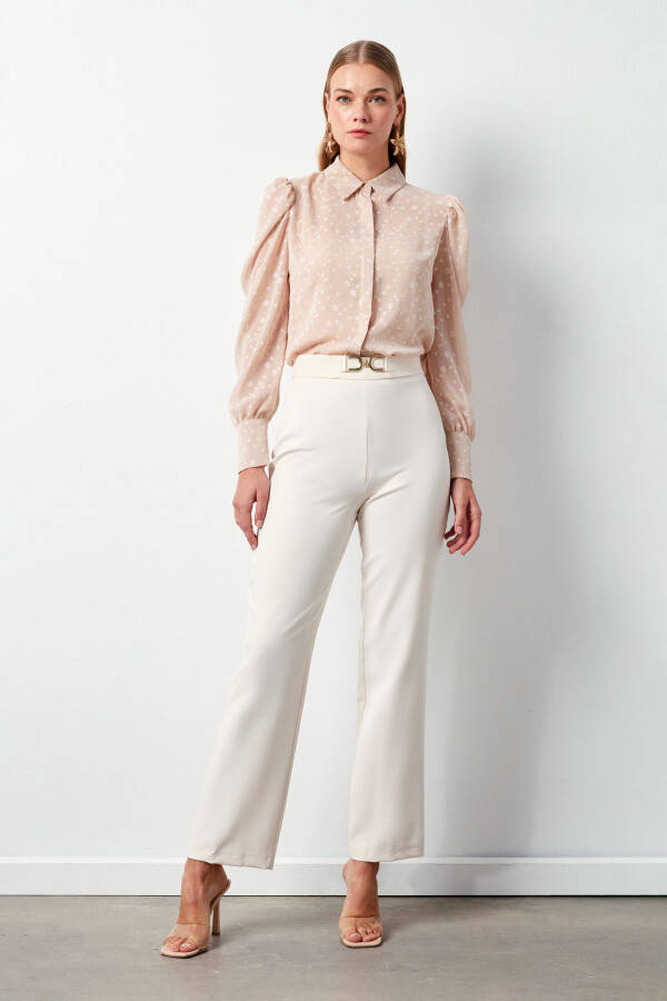 Beige Pants with Accessories Detail - 2