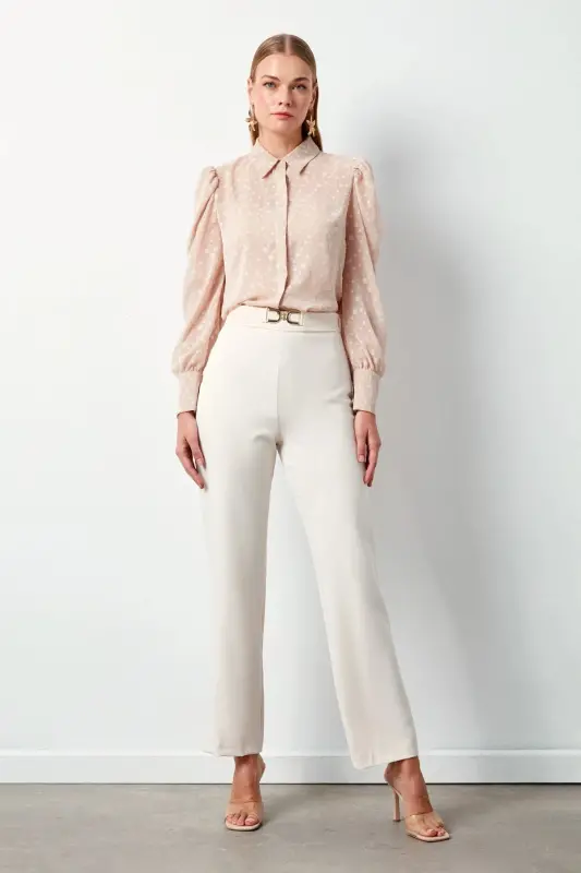 Beige Pants with Accessories Detail - 1