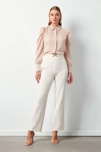 Beige Pants with Accessories Detail - 7