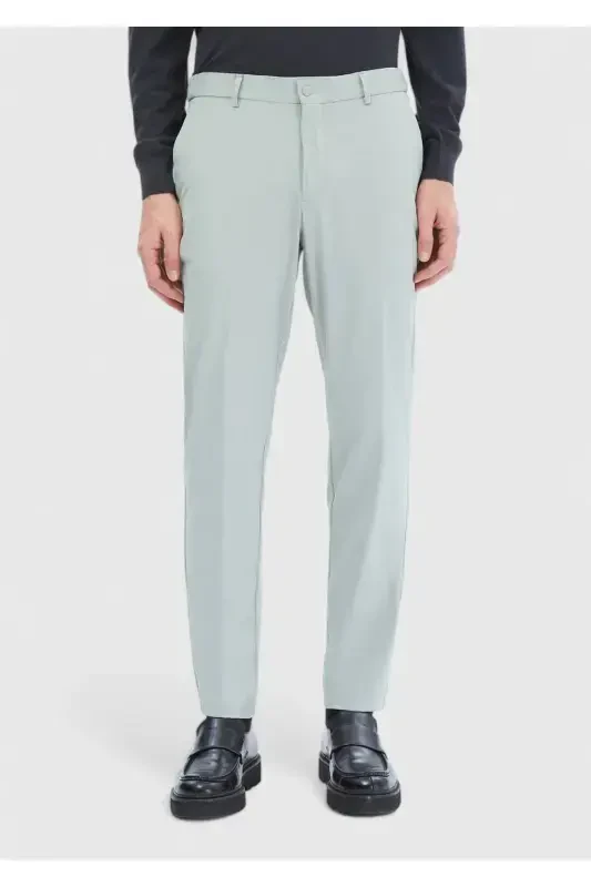 Beige Plain Knit Jogging Fit Casual Pants - 2