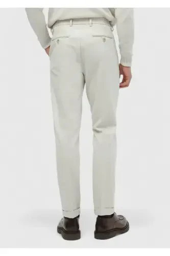 Beige Plain Knit Regular Fit Casual Trousers - 4