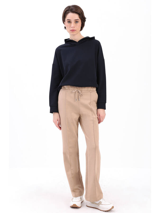 Beige Pocketed Sweatpants-Beige - 2