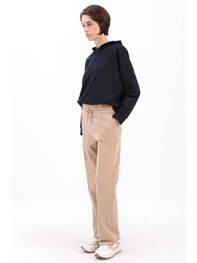 Beige Pocketed Sweatpants-Beige - 3