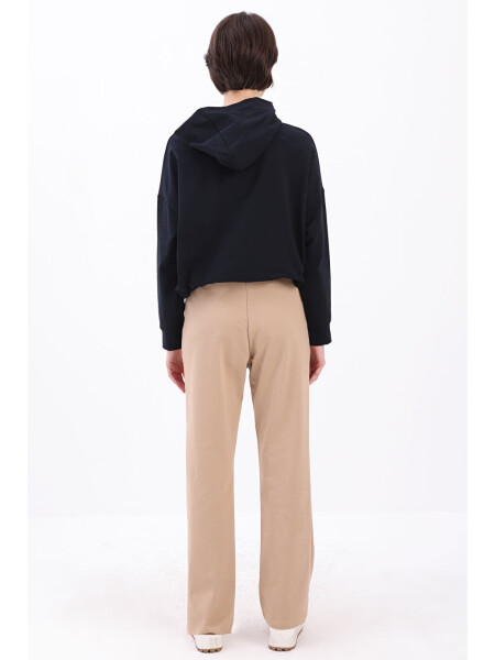 Beige Pocketed Sweatpants-Beige - 4