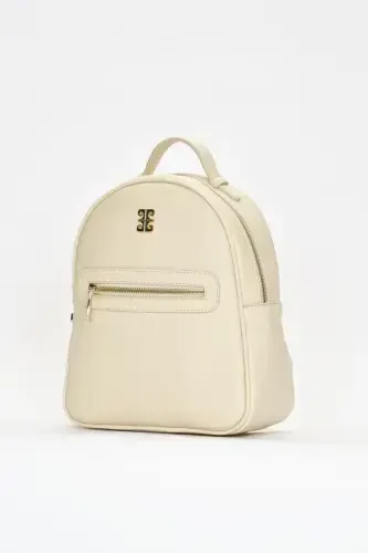 Beige Print Women's Backpack 05PO22Y1541-Print Beige - 3