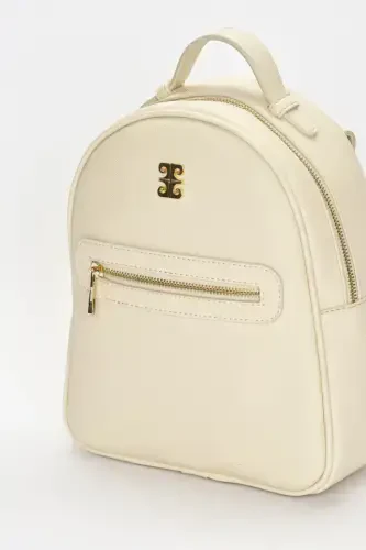 Beige Print Women's Backpack 05PO22Y1541-Print Beige - 4