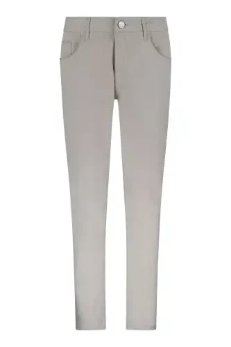 Beige Regular Fit 5 Pocket Cotton Canvas Trousers-Beige - 1