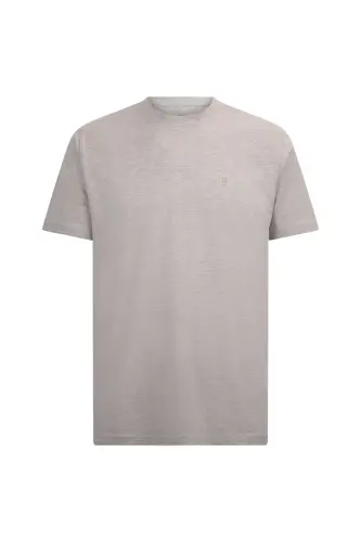 Beige Regular Fit Crew Neck Cotton Basic T-Shirt-Beige01 