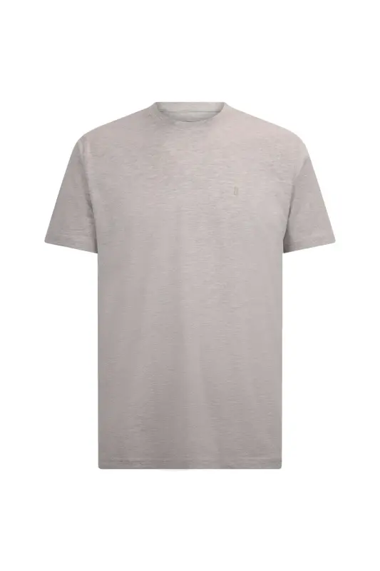 Beige Regular Fit Crew Neck Cotton Basic T-Shirt-Beige01 - 1