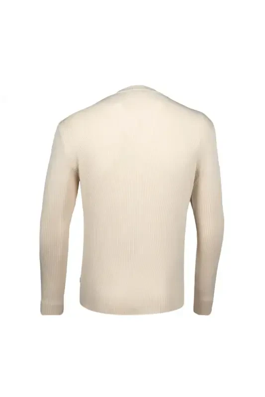 Beige Regular Fit Crew Neck Ribbed Knit Sweater - 2