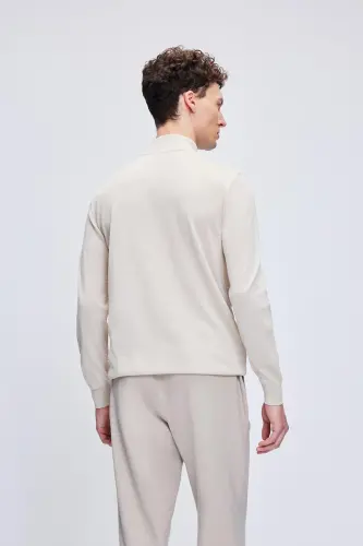 Beige Regular Fit Jacquard Half Turtleneck Wool T - 5