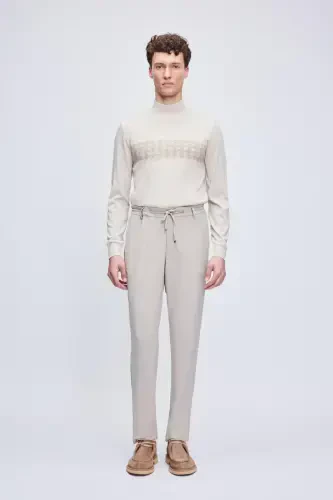 Beige Relaxed Fit Side Pocket Jogger Pants - HATEMOĞLU (1)