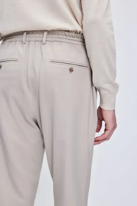 Beige Relaxed Fit Side Pocket Jogger Pants - 4