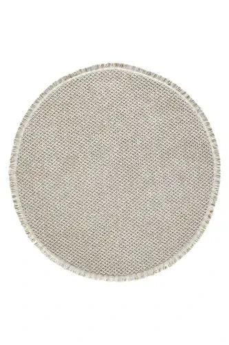 Beige Round Washable Rug Living Room Kitchen Hallway Runner Woven Machine Carpet 0012 DAİRE-Beige 6 - 6