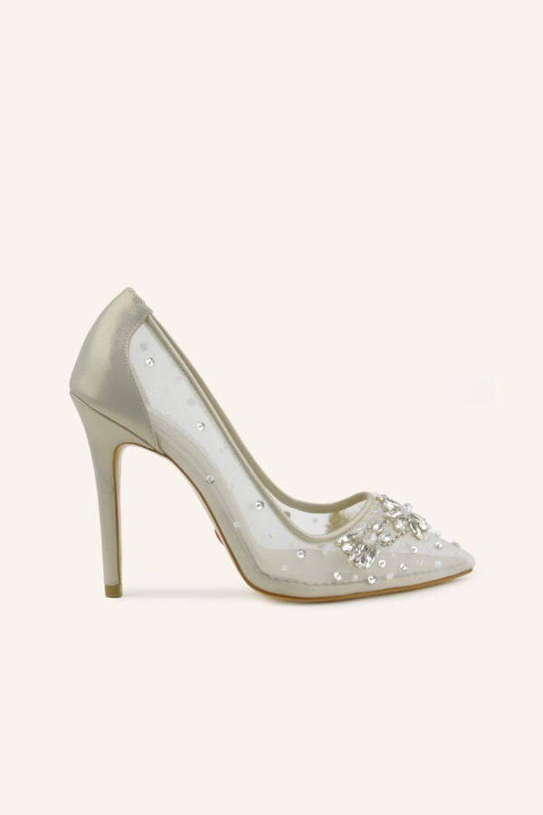 Beige Satin Lena High Heel Wedding Shoes - 13