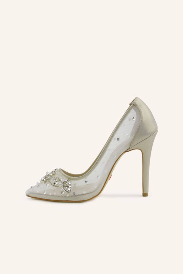 Beige Satin Lena High Heel Wedding Shoes - 15