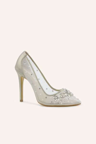 Beige Satin Lena High Heel Wedding Shoes - 9