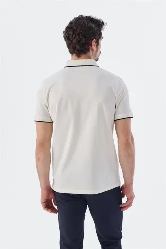 Beige Slim Fit 100% Cotton Polo Shirt - 4