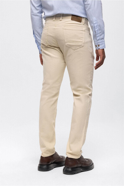 Beige Slim Fit 5 Pocket Cotton Chino Pants - 8