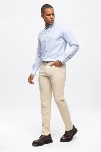 Beige Slim Fit 5 Pocket Cotton Chino Pants - BACK AND BOND (1)