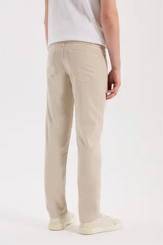 Beige Slim Fit 5-Pocket Sport Trousers - 3