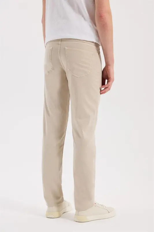 Beige Slim Fit 5-Pocket Sport Trousers - 3