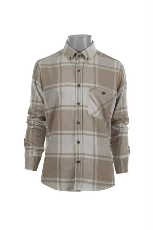 Beige Slim Fit Button-Down Plaid Shirt - 9