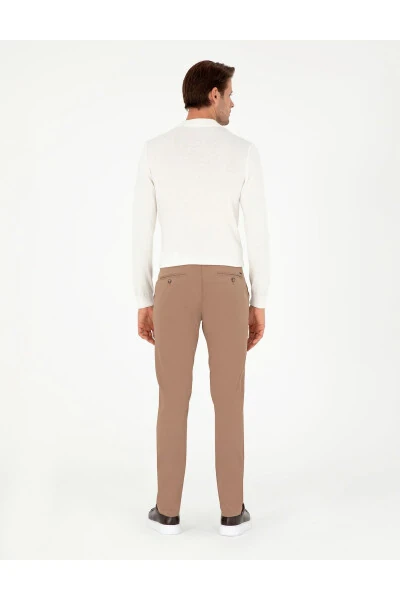 Beige Slim Fit Canvas Pants - 4