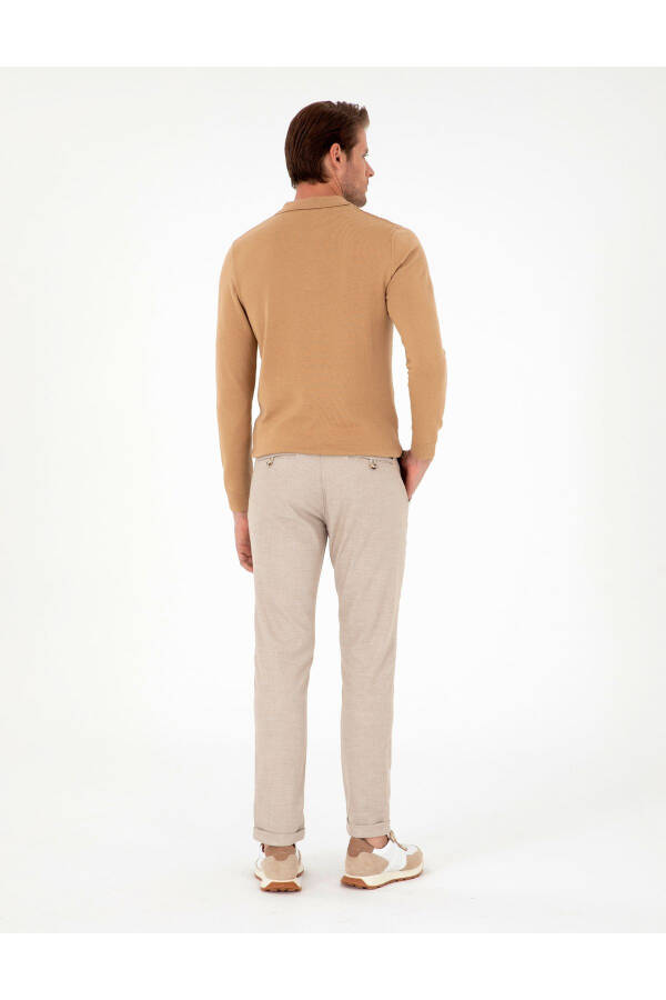 Beige Slim Fit Canvas Pants - 4
