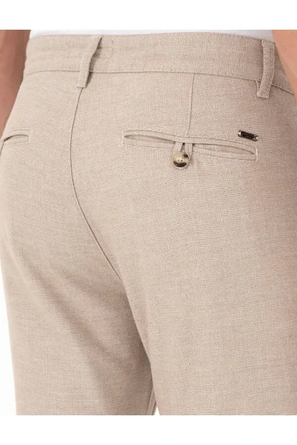 Beige Slim Fit Canvas Pants - 6
