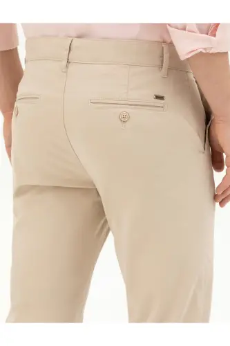 Beige Slim Fit Canvas Pants - 4