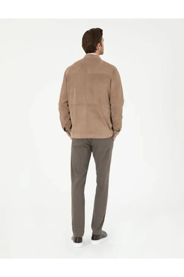 Beige Slim Fit Canvas Trousers - 4
