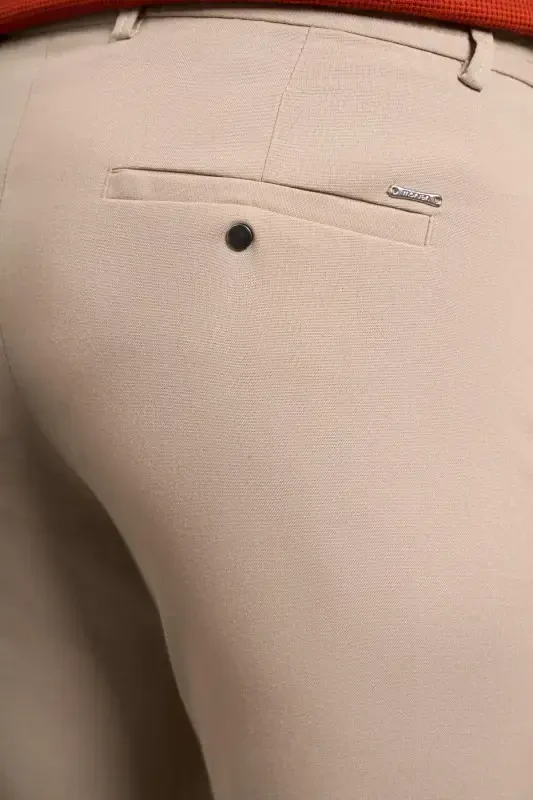 Beige Slim Fit Tapered Side Pocket Drawstring Jogger Men's Pants - 4