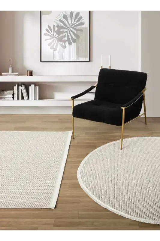 Beige Soft Touch Washable Carpet Living Room Sitting Room Kitchen Hallway Runner Woven Machine Carpet 0012-Beige 3 - 7