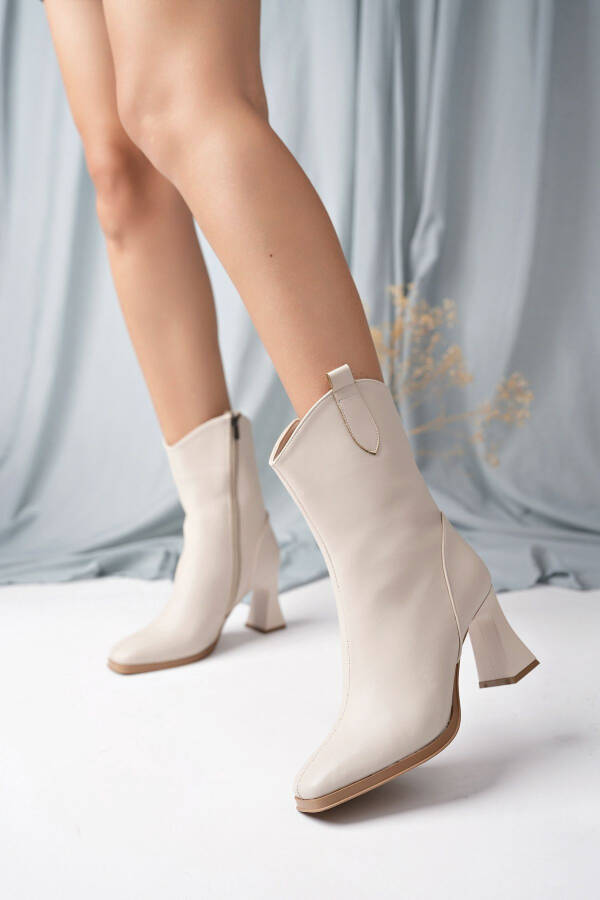 Beige stiletto ankle boots - 4