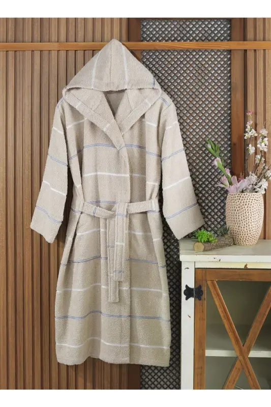 Beige Striped Hoodie - ESMEN