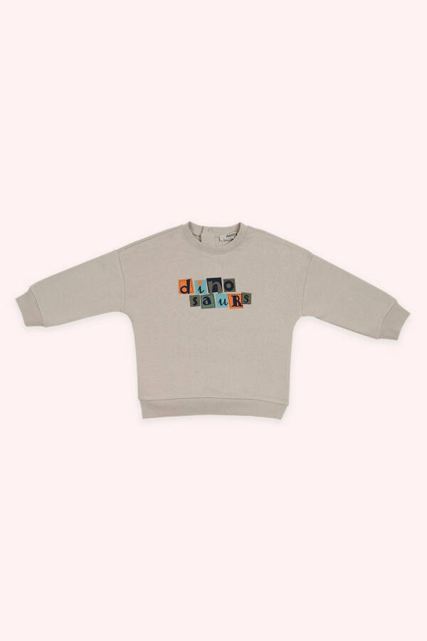 Beige Sweatshirt with Baby Boy Print - 1