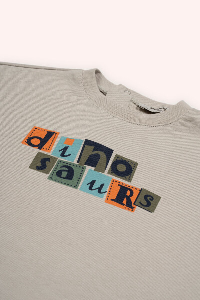 Beige Sweatshirt with Baby Boy Print - 3