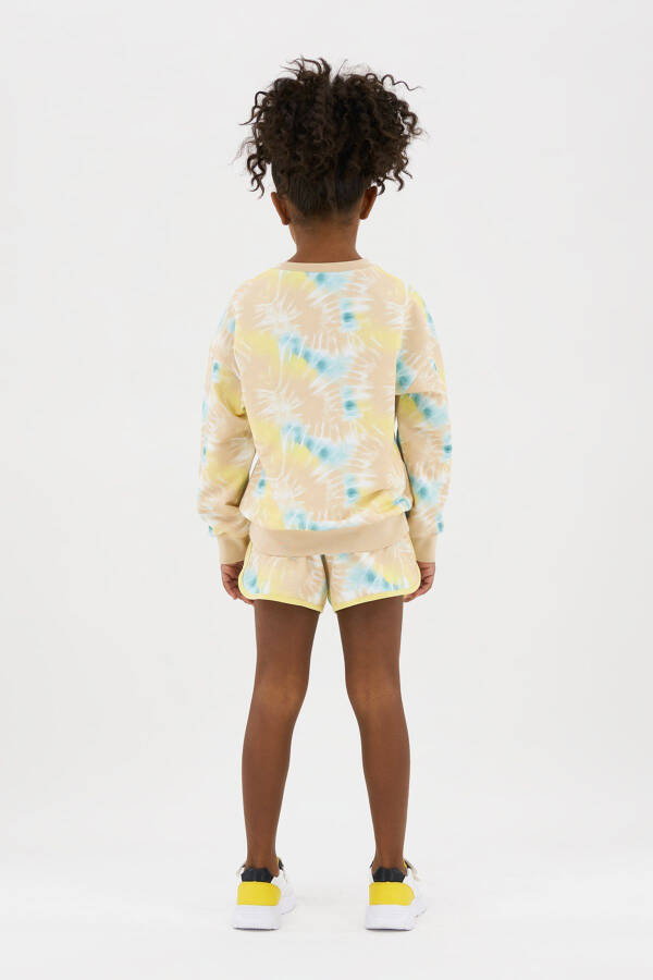 Beige Sweatshirt with Batik Print for Girls - 3