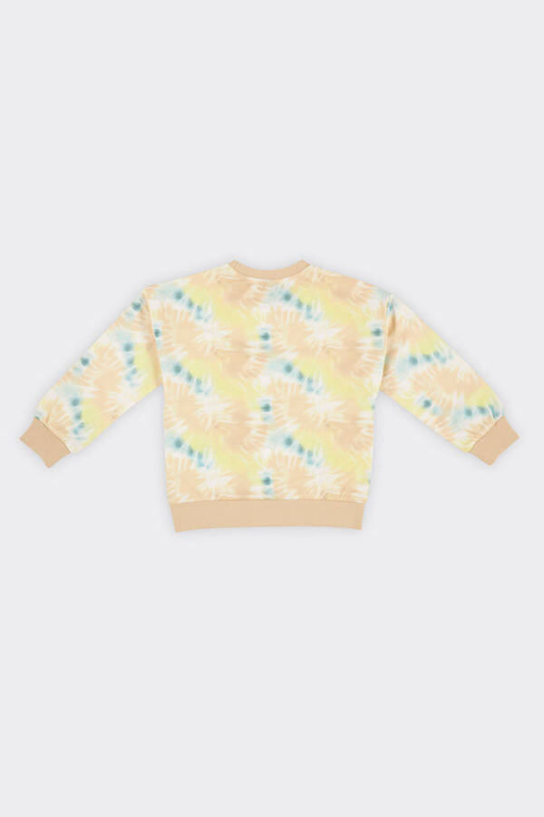 Beige Sweatshirt with Batik Print for Girls - 5