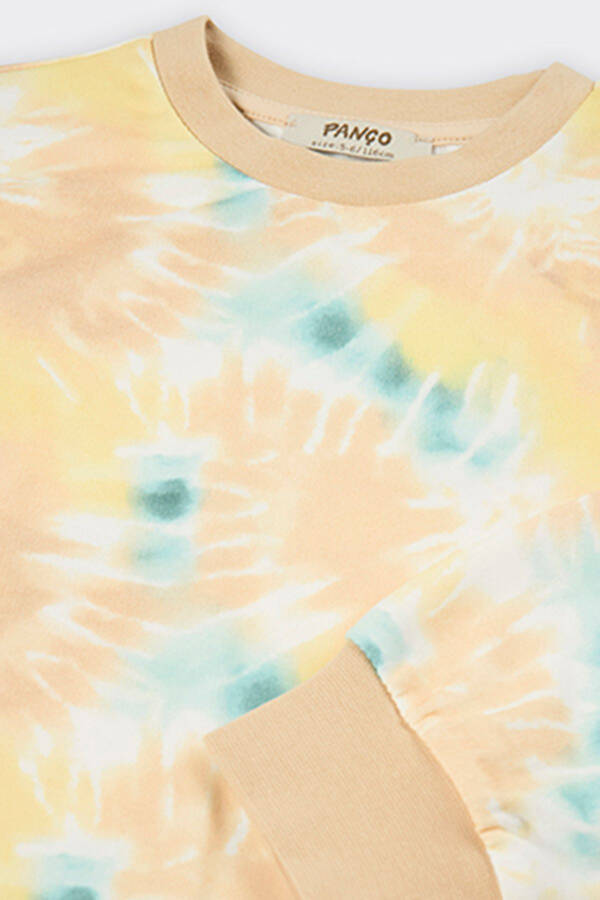 Beige Sweatshirt with Batik Print for Girls - 6