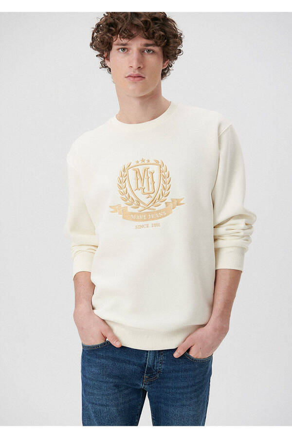 Beige sweatshirt with embroidery (0S10130-80194) - 1