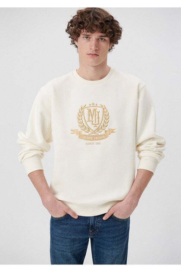 Beige sweatshirt with embroidery (0S10130-80194) - 2