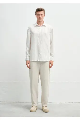 Beige Tencel TM Lyocell Shirt Regular Fit / Normal K - 2