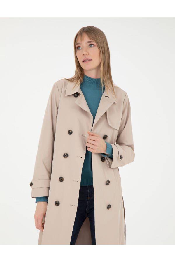 Beige Trench Coat 50285217-VR011 - 4