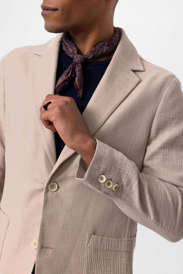 Beige Unlined Pocket Blazer Jacket for Men - 4