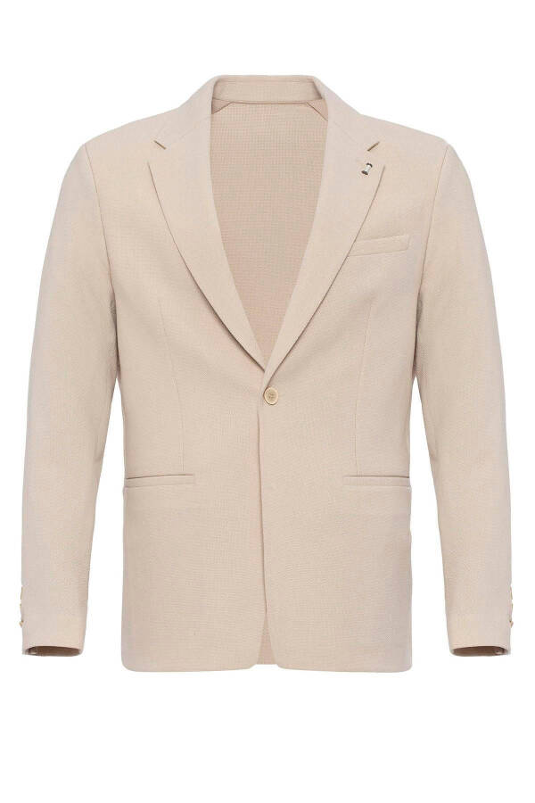 Beige Unlined Single Button Men's Blazer Jacket - 18