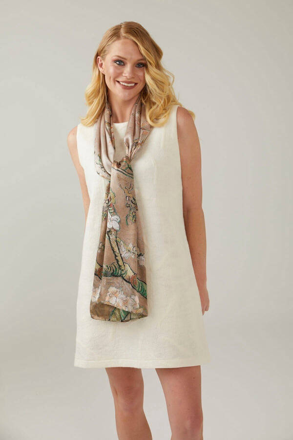 Beige Van Gogh Almond Blossoms 50x170 Scarf - 1