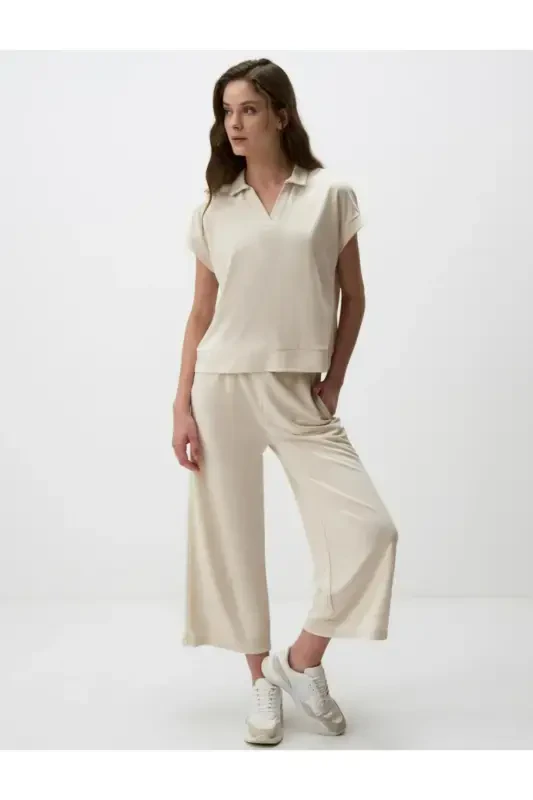 Beige Wide Leg Relaxed Jogger Pants-Beige - JIMMY KEY