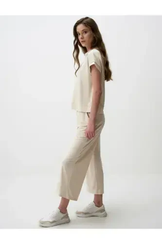 Beige Wide Leg Relaxed Jogger Pants-Beige - JIMMY KEY (1)
